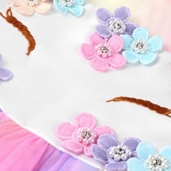 NWT Ohlover Little Girls Unicorn Party Dress Princess Flower Costume Set - Picture 6 of 10